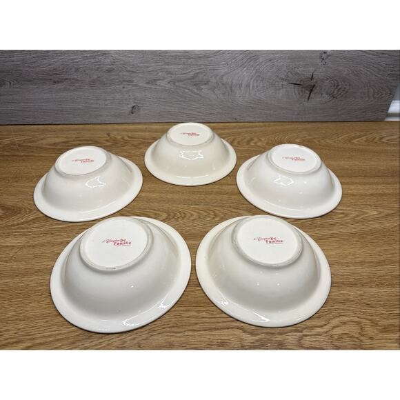 Le Comptoir de Famille Le Petit Déjeuner Red 7” Deep Bowls France Set of 5 - Picture 7 of 9